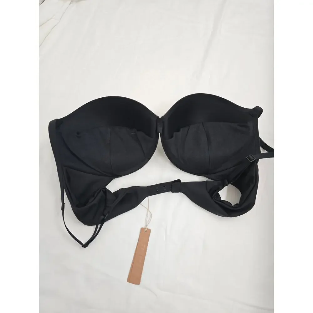 NWT SKIMS T-Shirt Push-Up Bra Size 40D Black Removable Pads Buttery Soft Support - Picture 5 of 9
